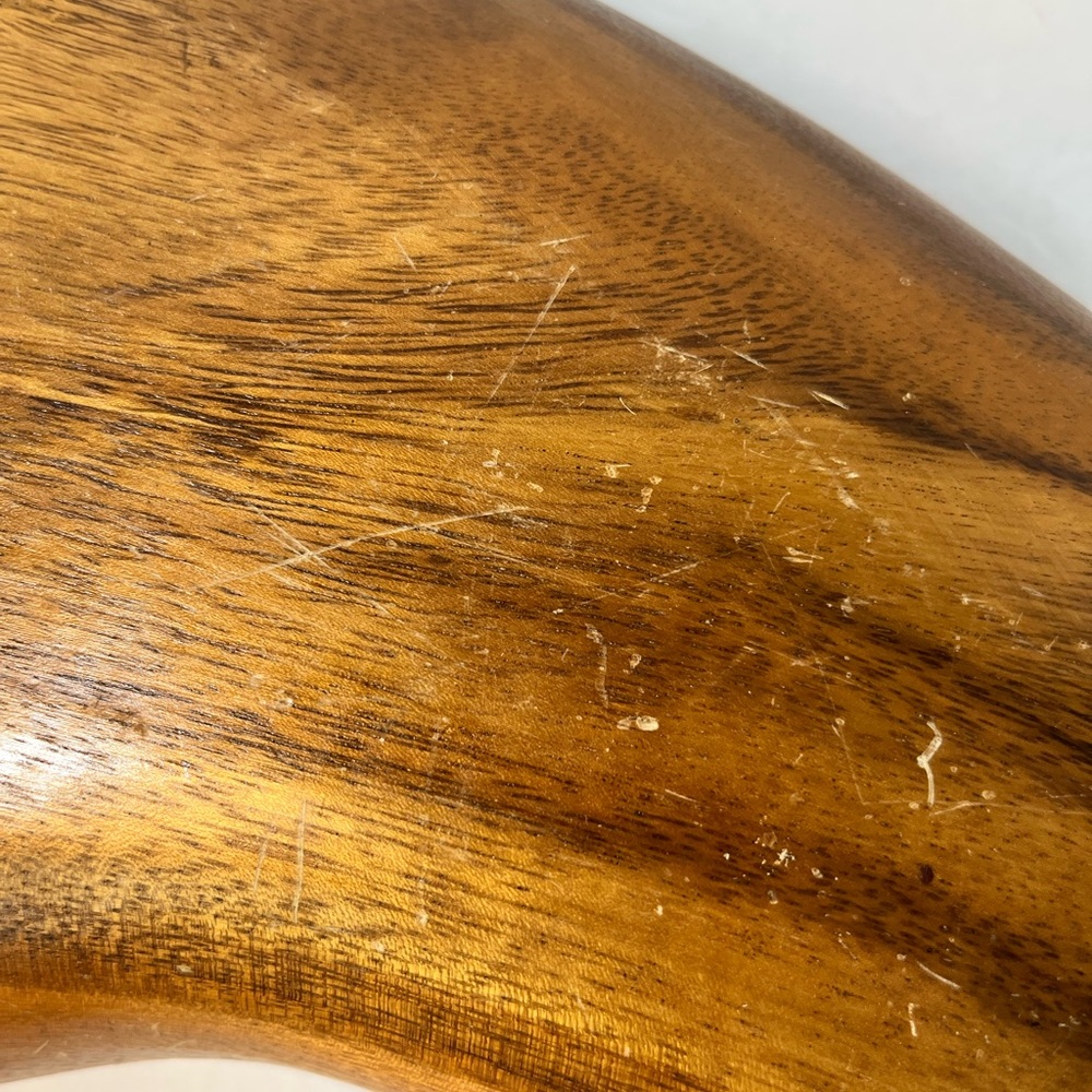 Vintage Mid Century MCM 11 pc Hand Carved Wooden Monkey Pod Leaf Bowl with Fruit - Picture 10 of 13